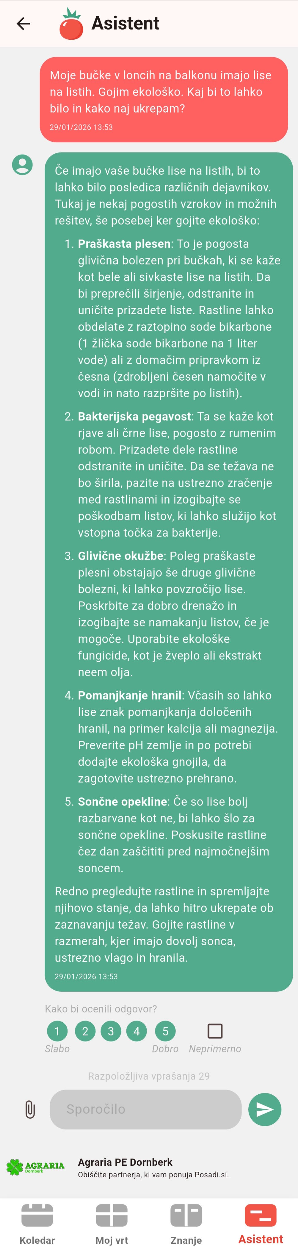 Posnetek zaslona aplikacije Posadi.si